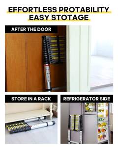 سلم ألومنيوم تلسكوبي 5 أمتار للاستخدام المنزلي أو المركبات الترفيهية، قابل للطي، سعة تحميل عالية، أداة عمل خارجية - Product Image 5