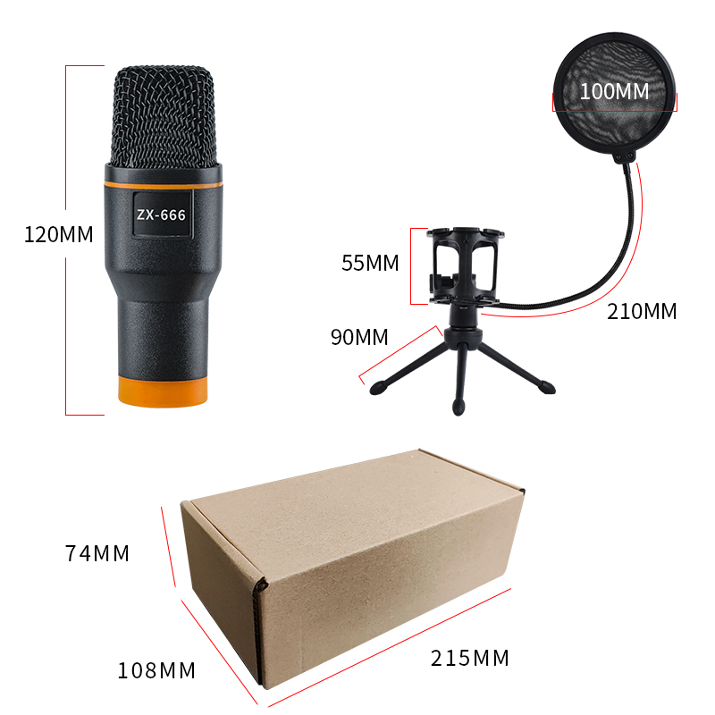 ZX666 USB Studio Microphone for Recording and Gaming