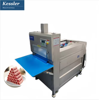 Nouvelle trancheuse à viande congelée automatique commerciale à haute efficacité, lame droite, épaisseur réglable, marque Kessler, 200-300 kg/h
