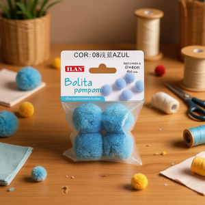 Pompon Ilan Bolita 4.0 Cm Azzurro, Materiale per Lavori in Lana - Product Image 3