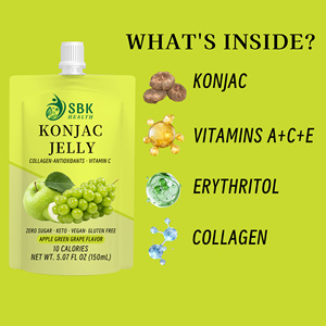 Bebida de Gelatina de Konjac Vegana Sin Grasa, Envío Rápido, Aumenta la Energía, Sabor a Uva Verde, con Colágeno y Vitamina C, en Bolsa - Product Image 3