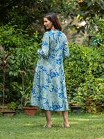 Robe Anarkali bleu cachemire OEM ODM, robe de soirée bohème pour invitées de mariage