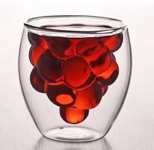 Tasses en verre à double paroi en borosilicate de haute qualité, forme de raisin créative, 250 ml, pour thé, jus, lait, eau - Product Image 1