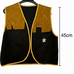 Colete Infantil Estilo Cowboy Ocidental Sem Mangas com Franjas e Emblema de Estrela para Fantasia de Halloween, Cosplay e Disfarces - Nova Chegada - Product Image 3