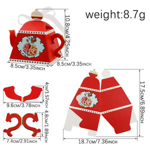 4 Colors <strong>Floral</strong> Tea Party Favour Candy Treat Paper <strong>Boxes</strong> Teapot Design Gift Goodie Paper <strong>Boxes</strong> for Wedding Tea Party Decorations - Product Image 2