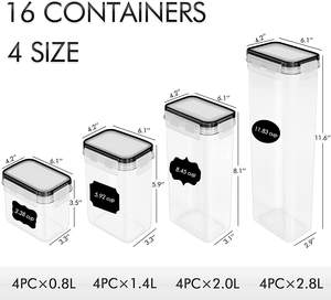 Organisation du garde-manger de la cuisine, contenants en plastique sans BPA pour farine, sucre, aliments secs, grands contenants de stockage alimentaire hermétiques avec couvercles - Product Image 2
