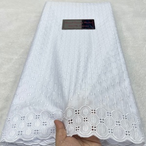 Nueva Tela <span class=keywords><strong>de</strong></span> Encaje Africana Ecológica <span class=keywords><strong>de</strong></span> 5 Yardas, 100% Algodón, Color Blanco, para Bodas, Fiestas Nocturnas, Ropa Masculina - Product Image 5
