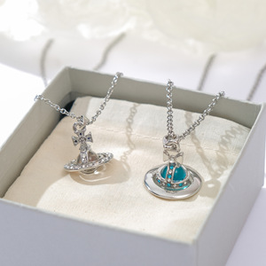 Collana con Ciondolo a Forma di Saturno e Stella in Zircone, Gioielli in Metallo per Uomo e Donna - Product Image 2