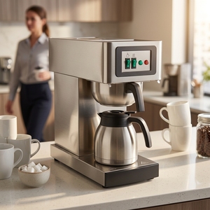 Cafetera Comercial para Hotel, Cafetera de Goteo Eléctrica de Acero Inoxidable, Automática, para Hostelería - Product Image 1