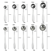Cuillères doseuses en acier inoxydable de haute qualité, colorées, 5 ml, 10 ml, 15 ml, cuillères à café, cuillères doseuses pour protéines en poudre