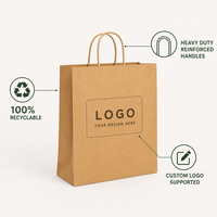 Sac en papier kraft brun écologique avec logo personnalisé et poignées torsadées, sac d'emballage alimentaire recyclable pour boulangerie et boutique