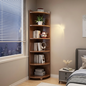 Modern Wood <b>Corner</b> Bookshelf 5-Tier With Back Panel Space Saving <b>Storage</b> <b>Unit</b> For Bedroom Home Furniture - Product Image 1
