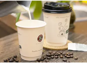 맞춤형 인쇄 생분해성 일회용 단일/이중 리플 벽 요구르트 차 뚜껑이있는 커피 종이컵