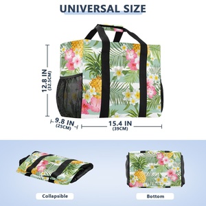 Women's Large Capacity <b>Folding</b> Tote Handbag with Hawaii Tropical Flower Custom Design Reusable Shopping Cooler <b>Bag</b> with Logo - Product Image 2