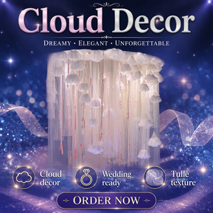 Creative Modern Mesh Stage Ceiling Hanging Detachable Artificial Clouds Fabric Wedding Backdrop Curtain Decoration - Product Image 2