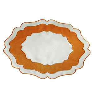 Manteles individuales de lino bordados al por mayor, con bloques de color, lavables, resistentes al desgaste, aislantes para el hogar, para fiestas y bodas - Product Image 1