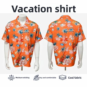 Chemise Hawaïenne Florale Respirante Tendance pour Homme 2026 – Coupe Ample, Idéale Vacances à la Plage, Manches Courtes, Imprimée en Polyester - Product Image 2