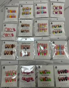 Lot de 10 faux ongles à presser Fat Fat faits main, couvrance totale, en acrylique, avec colle, longs, design tendance pour doigts - Product Image 4
