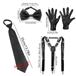 5 pièces Cravates à paillettes pour fête, cosplay, accessoires de costume, <span class=keywords><strong>cravate</strong></span> de danse scintillante, cravates rétro disco pour accessoires de fête - Product Image 3