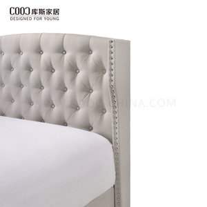 Cama de plataforma tapizada con mechones modernos de lujo Marco de cama doble tamaño <span class=keywords><strong>King</strong></span> Queen con cabecero - Product Image 3
