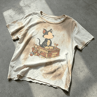 T-shirt personnalisé Ouna Clothing Manufacturer, légèrement translucide, streetwear pour homme, coupe oversize, vintage, effet délavé.