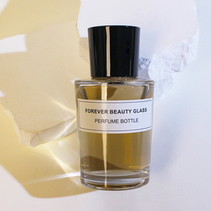 Flacon de parfum recyclable, nouveau design, cylindrique, vide, en verre ambré, avec <span class=keywords><strong>un</strong></span> grand bouchon noir. - Product Image 3