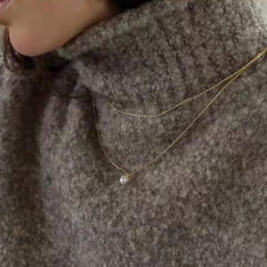 שרשרת סוודר אופנה מצופה זהב 18 קארט שרשראות מים מתוקים שרשרת זהב - Product Image 3