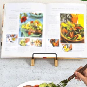 Support de livre porte-recettes en bois, couleur bois naturel, largeur 2,4 pouces, rangement de cuisine polyvalent - Product Image 2