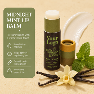 Baume à lèvres rafraîchissant et hydratant, nourrit, protège, répare les lèvres sèches, sensation douce, sans cruauté, tube en papier recyclable, baume à lèvres menthe de minuit - Product Image 4