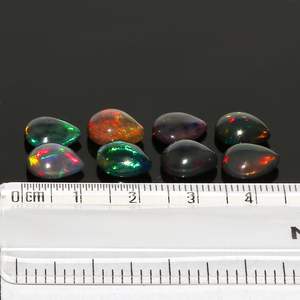 Ópalo negro natural en forma de pera de 10x8 mm, piedra preciosa etíope suelta para la fabricación de joyas, suministro DIY, multicolor. - Product Image 4