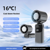 Ventilateur Rafraîchisseur d'Air Portable Pliable USB-C Rechargeable pour l'Été avec Fonction Compresse Glacée et Ventilateur Mains Libres
