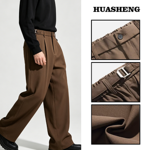 Autumn <strong>Winter</strong> Trendy Brand <strong>Men's</strong> Naples Style Casual <strong>Trousers</strong> Draped Straight Loose Suit Pants Cotton Mid Flat - Product Image 2