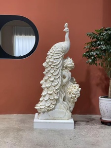 Estatua de Pavo Real Tallada a Mano en Mármol Blanco <span class=keywords><strong>para</strong></span> Decoración de Jardín y Parque al Aire Libre - Product Image 6