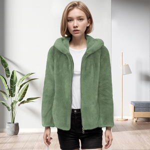 Vente chaude : Manteau en fourrure épais et chaud, couleur unie, grande taille, manches longues, col rabattu, tendance hiver - Product Image 6