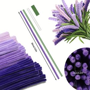 Kit de limpiapipas de lavanda miniatura para hacer un ramo de 3 tallos, 4 colores, manualidades fáciles para el hogar, regalo, decoración - Product Image 4