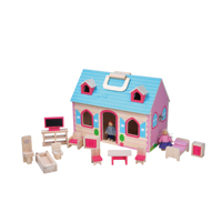 Mini jouet de maison en bois pliable avec meubles, jouet Portable de haute qualité