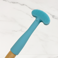 Grattoir à langue en bois et silicone, brosse de nettoyage buccal à usage domestique, modèle ACC-148, logo personnalisé, vente en gros, fabrication directe usine