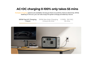 Station d'alimentation portable Oukitel P800 800W 512Wh avec batterie LiFePO4, 3500 cycles, charge solaire MPPT, onduleur à onde sinusoïdale pure - Product Image 6
