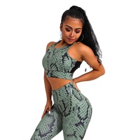 Bán Buôn Áo Ngực Và Xà Cạp 2 Cái Set Phụ Nữ Yoga Set Nhãn Hiệu Riêng Da Rắn In Workout Sets Quần Áo Thể Dục