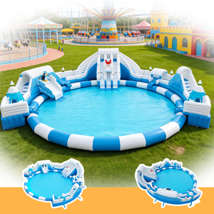 สวนน้ำเป่าลมพีวีซีเกรดเชิงพาณิชย์สำหรับเด็กและผู้ใหญ่ ความหนา 0.55 มม. รับน้ำหนักได้มากกว่า 500 กก. พร้อมปั๊มและกระเป๋า - Product Image 4