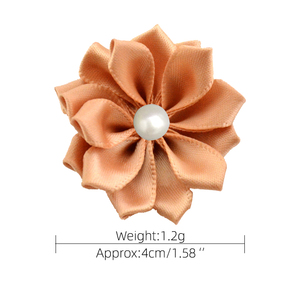 4cm Tissu Satiné Pailleté Perlée Fleur Cousu Main Moyen Collant <span class=keywords><strong>Nacre</strong></span> Fleur Pour Enfants Chapeaux Accessoires De Cheveux - Product Image 3
