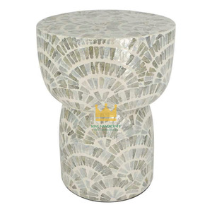 Tabouret de table moderne réglable très demandé avec accents en nacre et design en coquille de Capiz blanche pour chambre à coucher, prix d'usine - Product Image 1