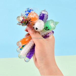 Juguete antiestrés de calabaza de Halloween de 20 cm con cuentas de colores, tubo flexible para apretar y aliviar el estrés para niñas - Product Image 3