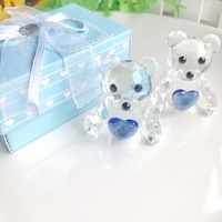 Livraison directe coffret cadeau ours en peluche en cristal bleu pour la fête d'anniversaire de bébé sculpté à la main cadeau de retour sur le thème des animaux de Noël