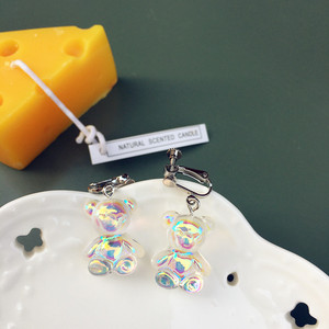 Nouveau Design créatif de haute qualité filles Mini résine gommeux ours boucles d'oreilles bijoux mignon coloré dessin animé ours Clips sur boucles d'oreilles - Product Image 4