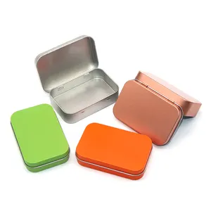 Custom Print Reusable Rectangle Hinged Tin Box For candy Mint