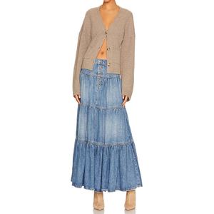 Vestido Vaquero Personalizado para Mujer, con Botones, Bolsillos Laterales, Estilo Holgado, Faldas Largas de Mezclilla Azul para Mujer - Product Image 5