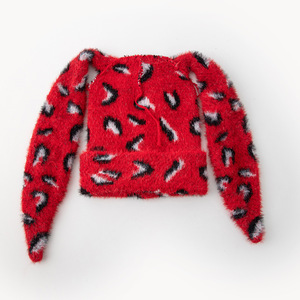 Mũ Beanie màu đỏ với Tai Mùa thu và mùa đông mới phát hiện beo in Mũ Dài Tai ấm áp thời trang chồn sang trọng mũ dệt kim - Product Image 2