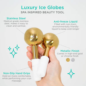 Aço inoxidável Globos De Gelo De Ouro para Faciais Cryo Massagem Reduzir Inchaço Aperte os Poros <span class=keywords><strong>Sinus</strong></span> <span class=keywords><strong>Relief</strong></span> - Product Image 4