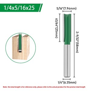 1/4 in Shank Straight Trimming Grooving Chamfering Set Collet Nut Tipped 25mm Blade Length for <b>Woodworking</b> 6 - Product Image 2